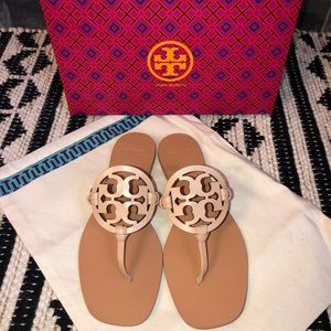 New Tory Burch Miller Square Toe Natural Vachetta